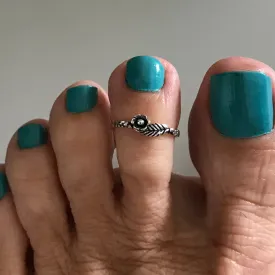 Sterling Silver Rose with Leaf Toe Ring