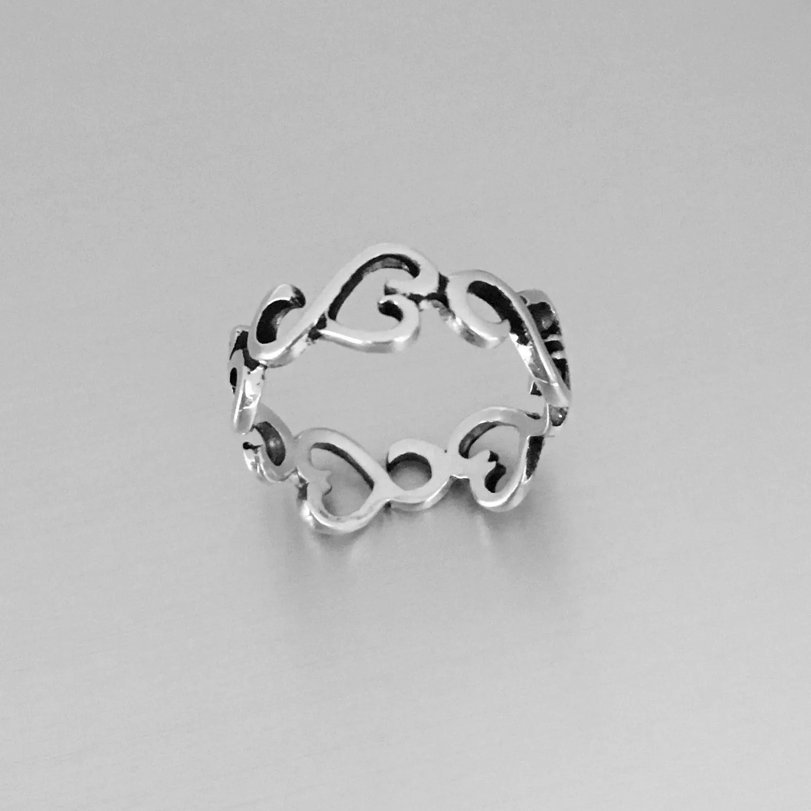 Sterling Silver Sideway Hearts Eternity Ring