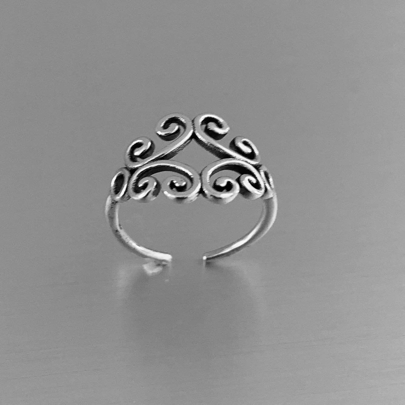 Sterling Silver Swirly Toe Ring, Silver Rings, Swirl Ring