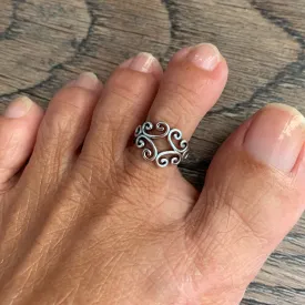 Sterling Silver Swirly Toe Ring, Silver Rings, Swirl Ring