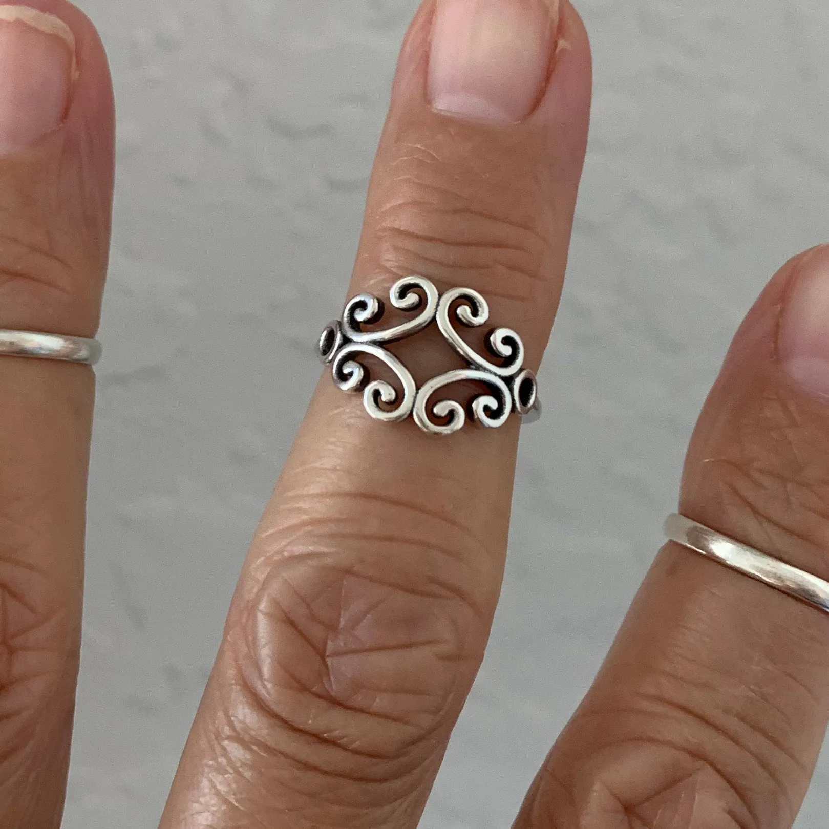 Sterling Silver Swirly Toe Ring, Silver Rings, Swirl Ring