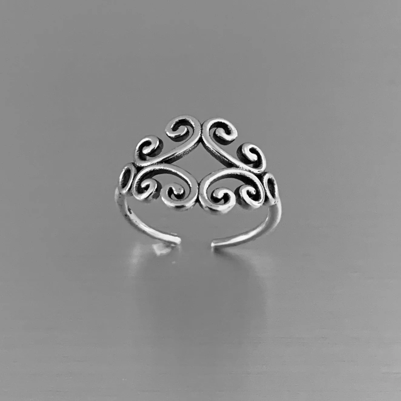 Sterling Silver Swirly Toe Ring, Silver Rings, Swirl Ring
