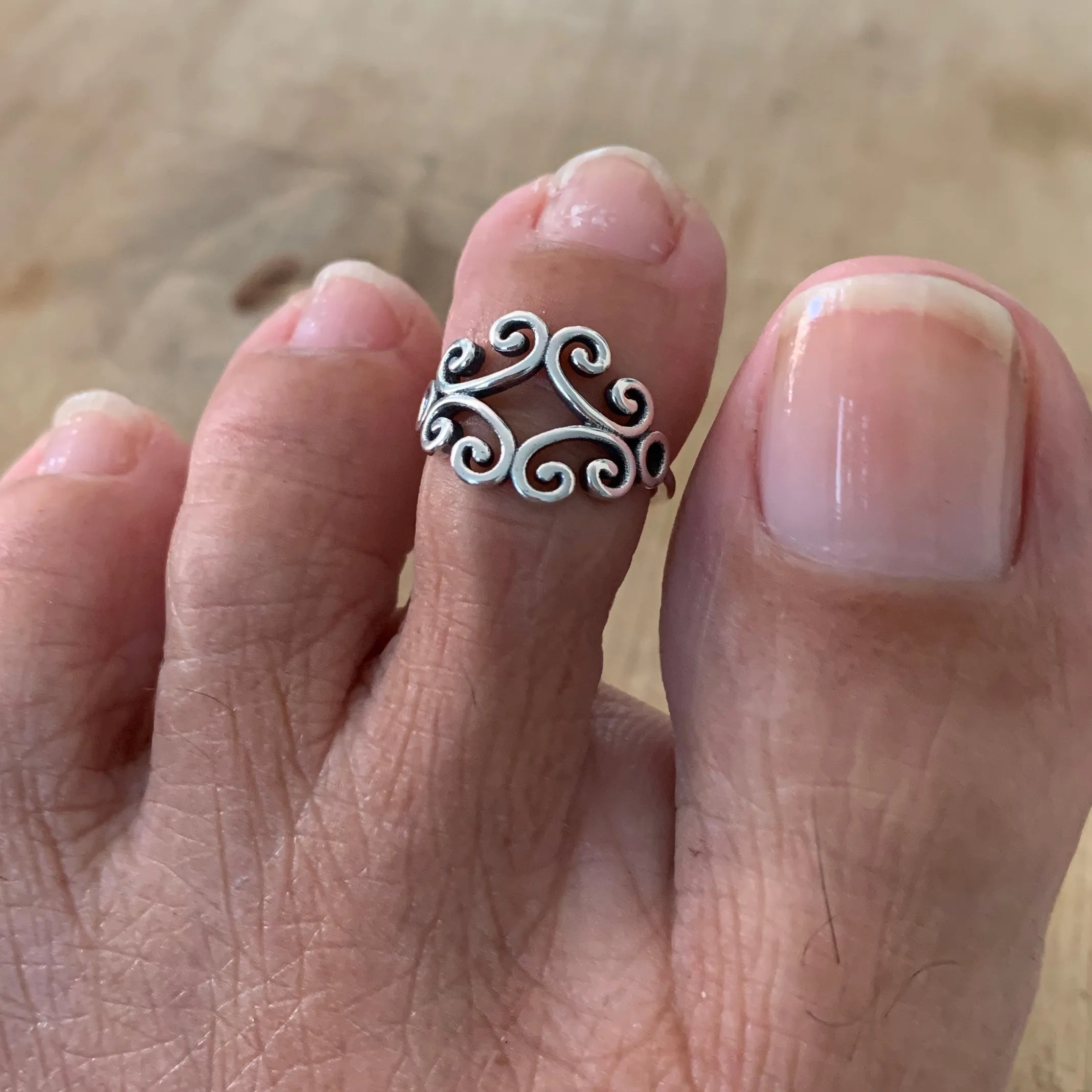Sterling Silver Swirly Toe Ring, Silver Rings, Swirl Ring