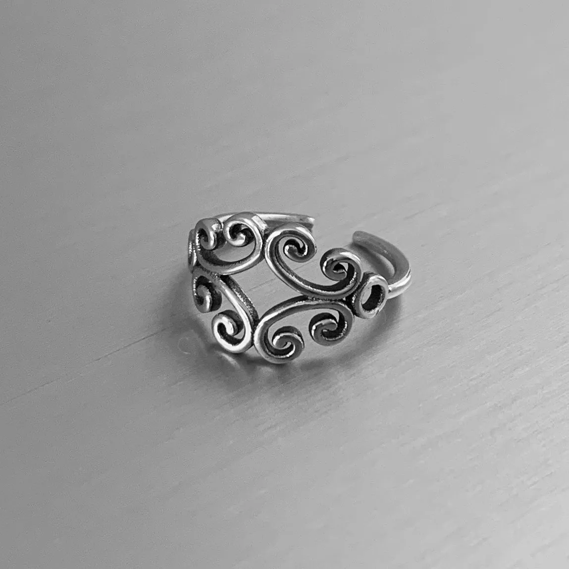 Sterling Silver Swirly Toe Ring, Silver Rings, Swirl Ring