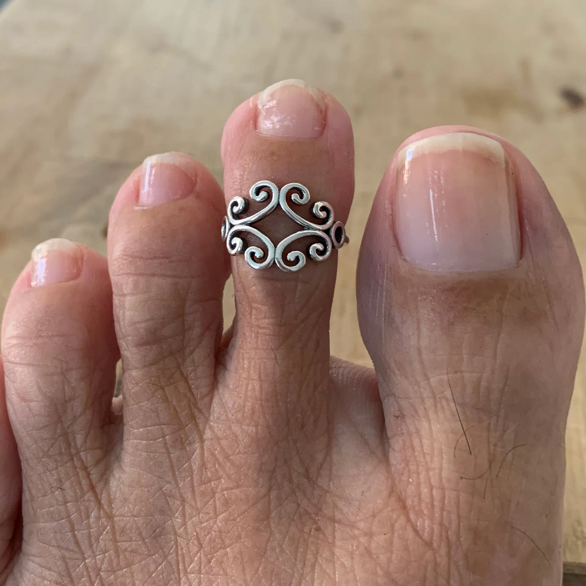 Sterling Silver Swirly Toe Ring, Silver Rings, Swirl Ring