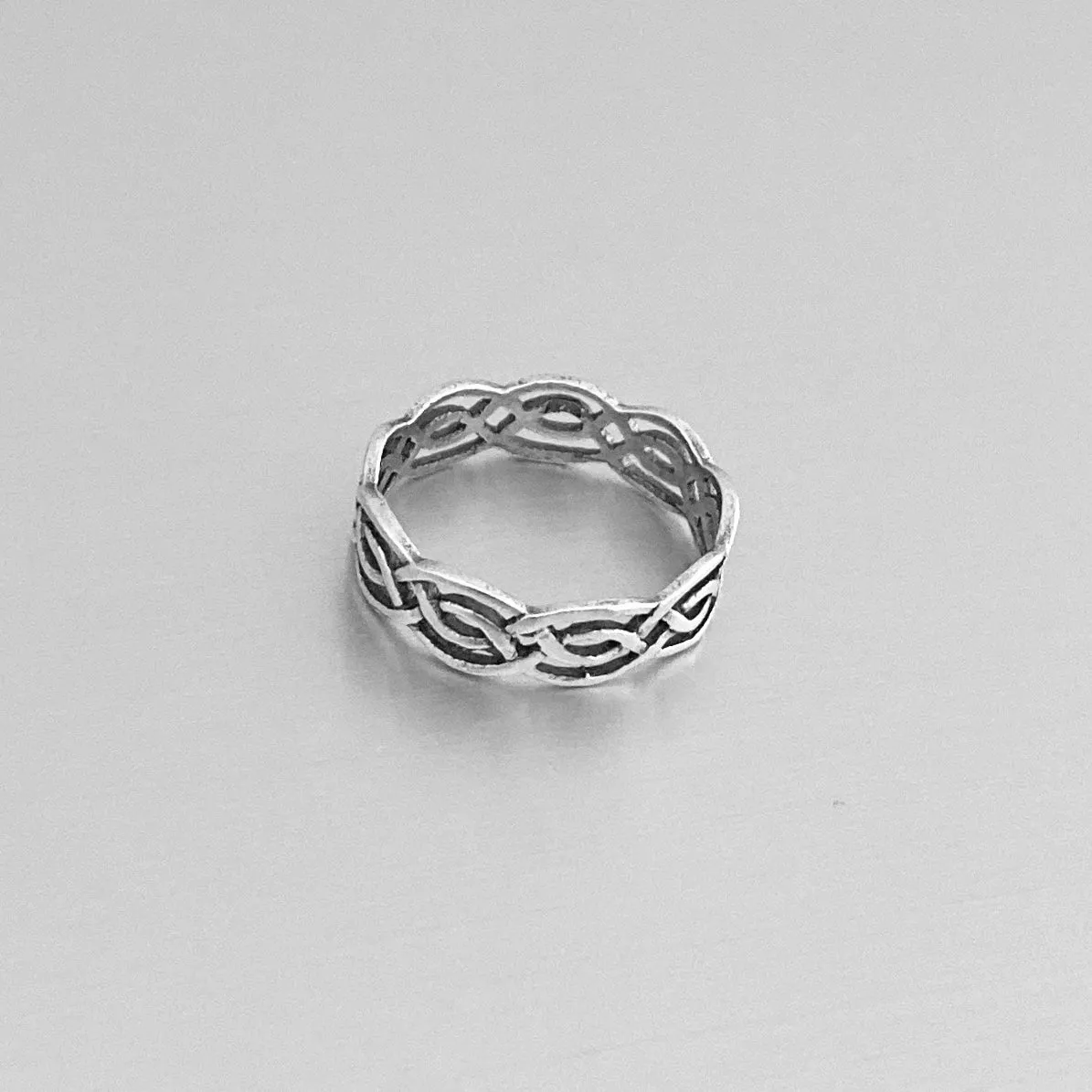 Sterling Silver Thin Eternity Celtic Band Ring, Silver Rings, Wedding Bands, Knots
