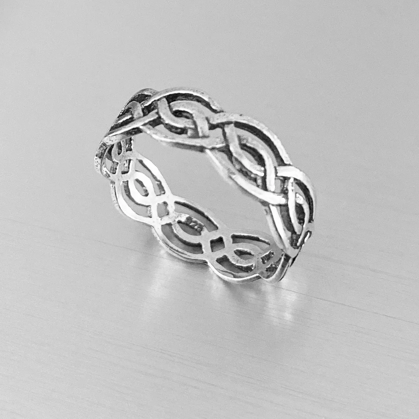 Sterling Silver Thin Eternity Celtic Band Ring, Silver Rings, Wedding Bands, Knots