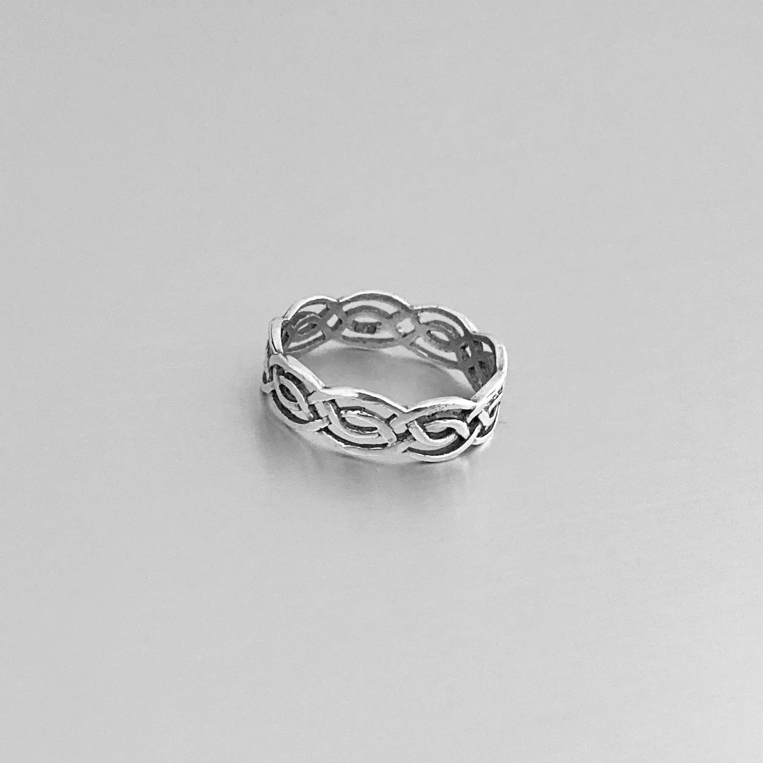 Sterling Silver Thin Eternity Celtic Band Ring, Silver Rings, Wedding Bands, Knots