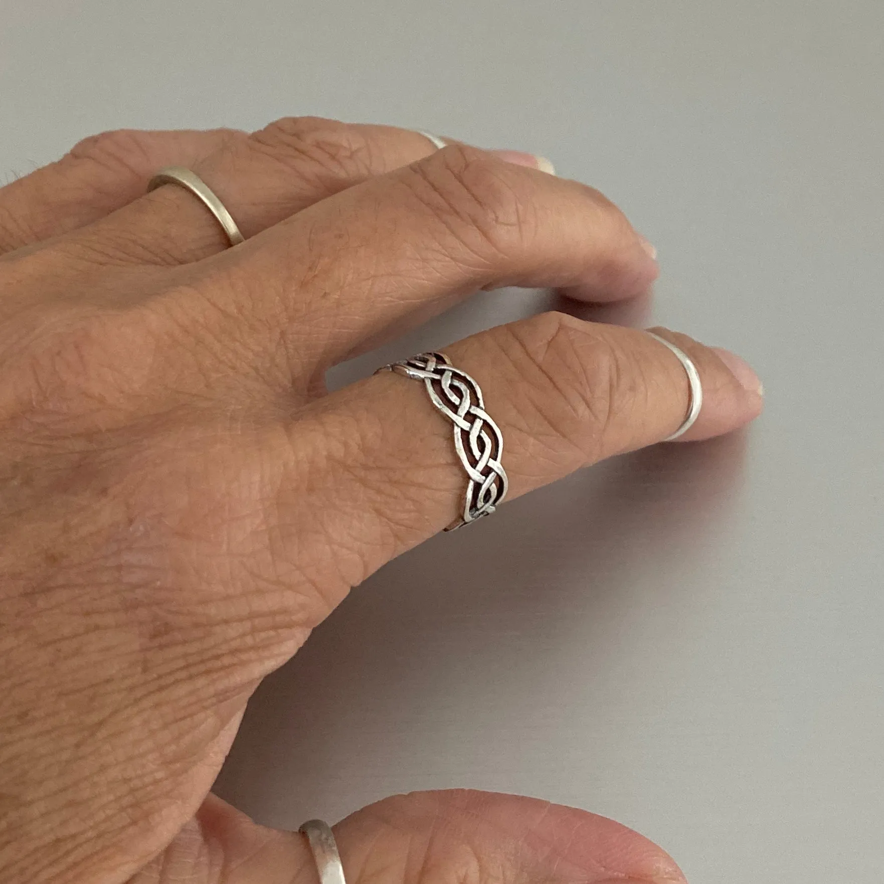 Sterling Silver Thin Eternity Celtic Band Ring, Silver Rings, Wedding Bands, Knots