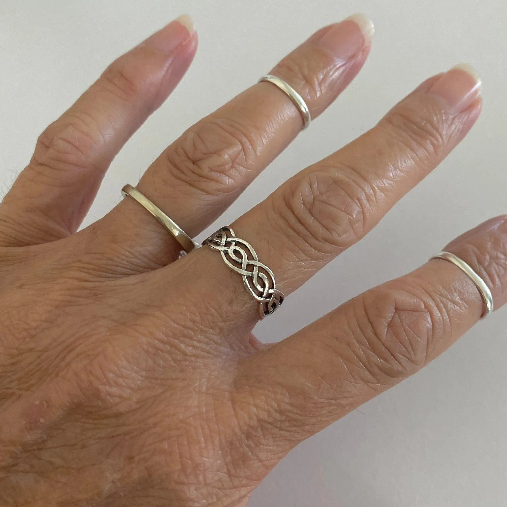Sterling Silver Thin Eternity Celtic Band Ring, Silver Rings, Wedding Bands, Knots