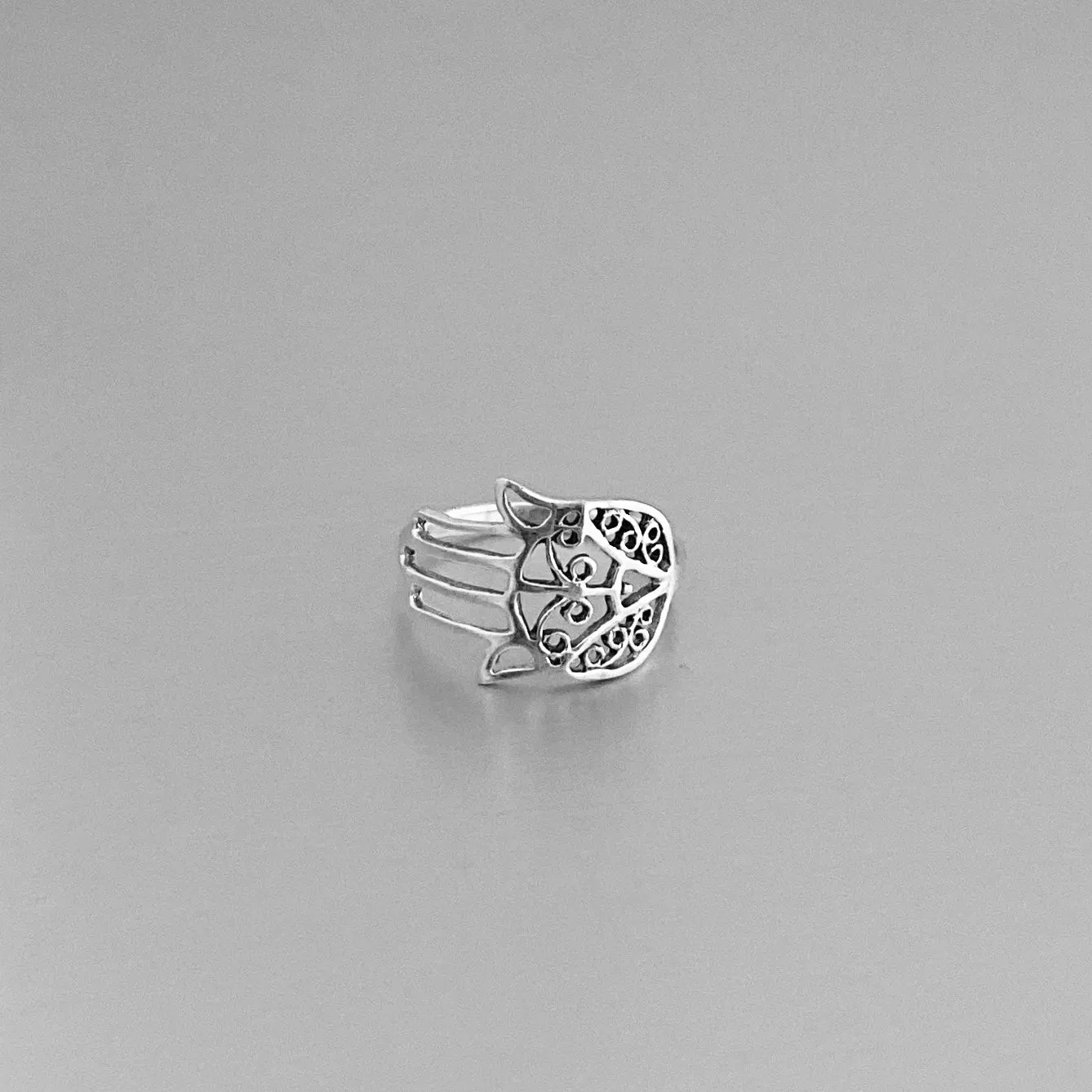 Sterling Silver Thin Hand of Fatima Ring, Dainty Ring, Religious Ring, Silver Ring