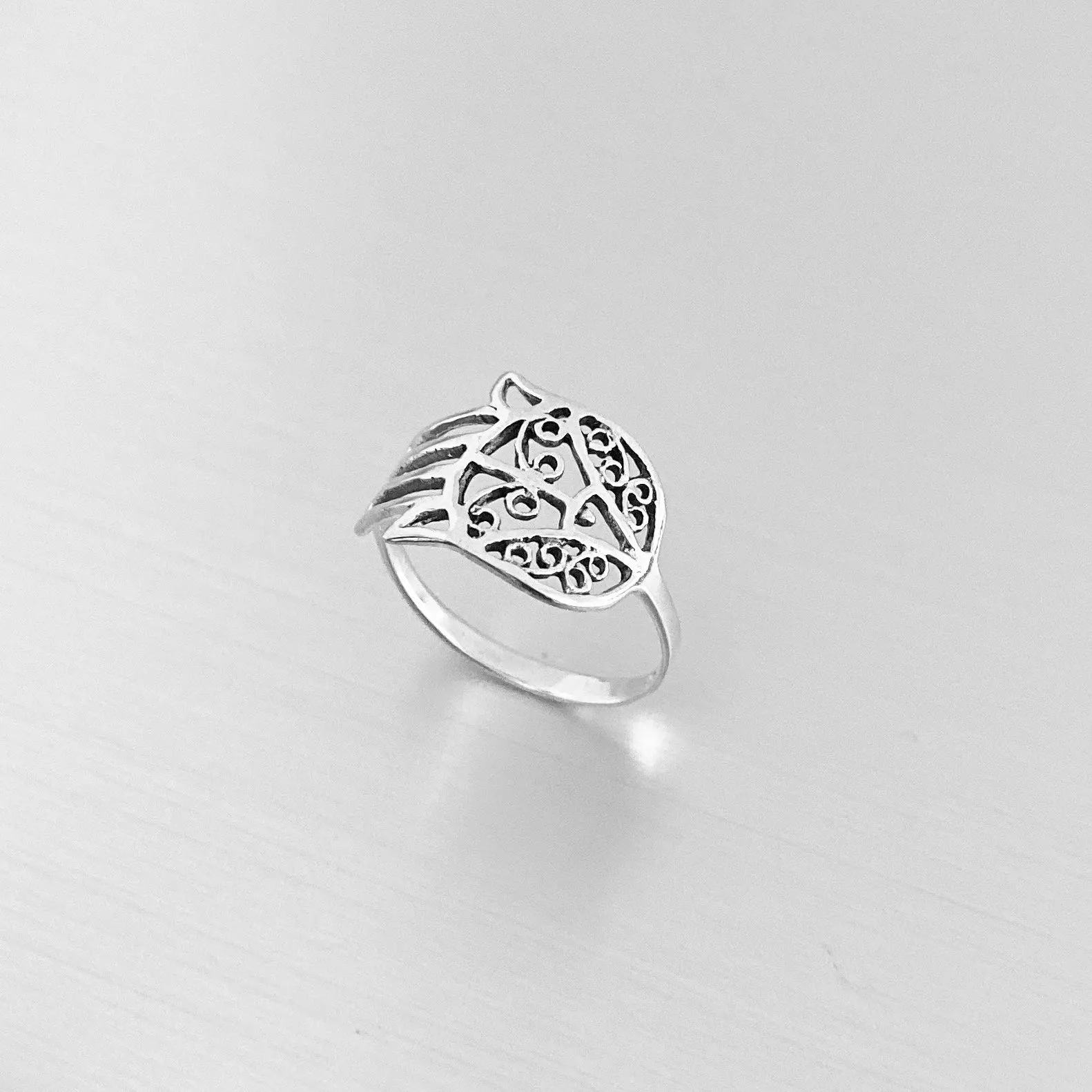 Sterling Silver Thin Hand of Fatima Ring, Dainty Ring, Religious Ring, Silver Ring