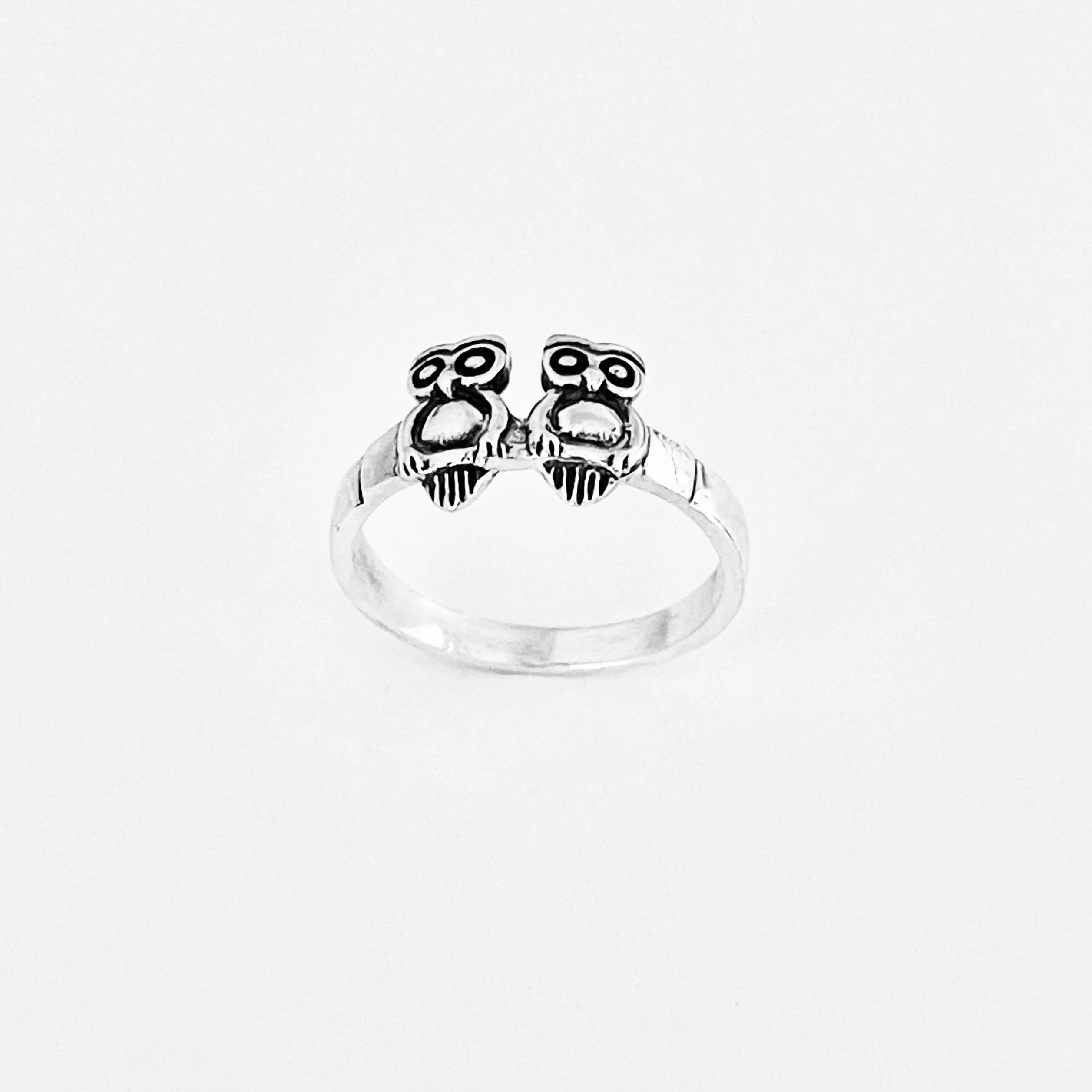 Sterling Silver Twin Owls Ring, Silver Rings, Spirit Bird Ring, Animals, Owl