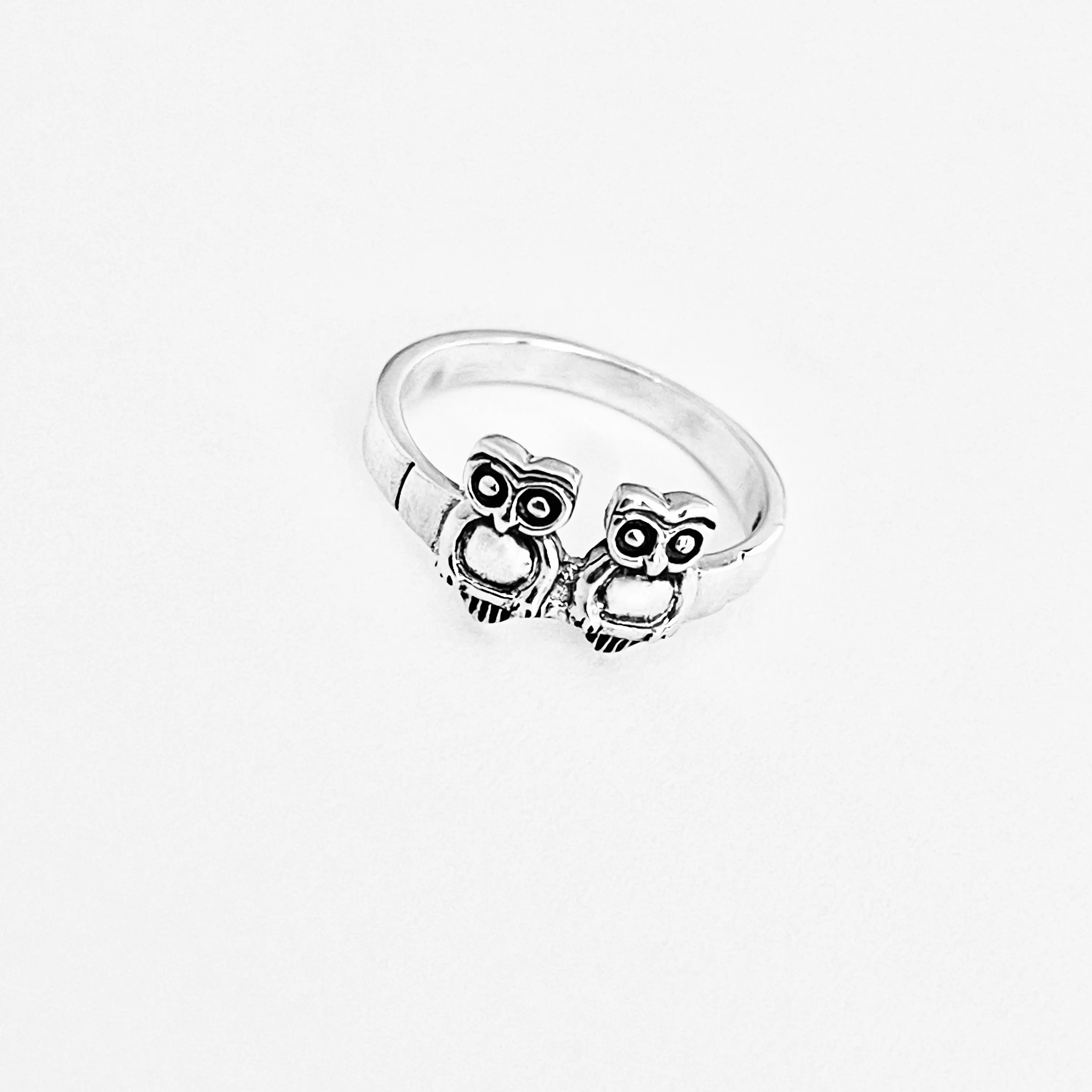 Sterling Silver Twin Owls Ring, Silver Rings, Spirit Bird Ring, Animals, Owl