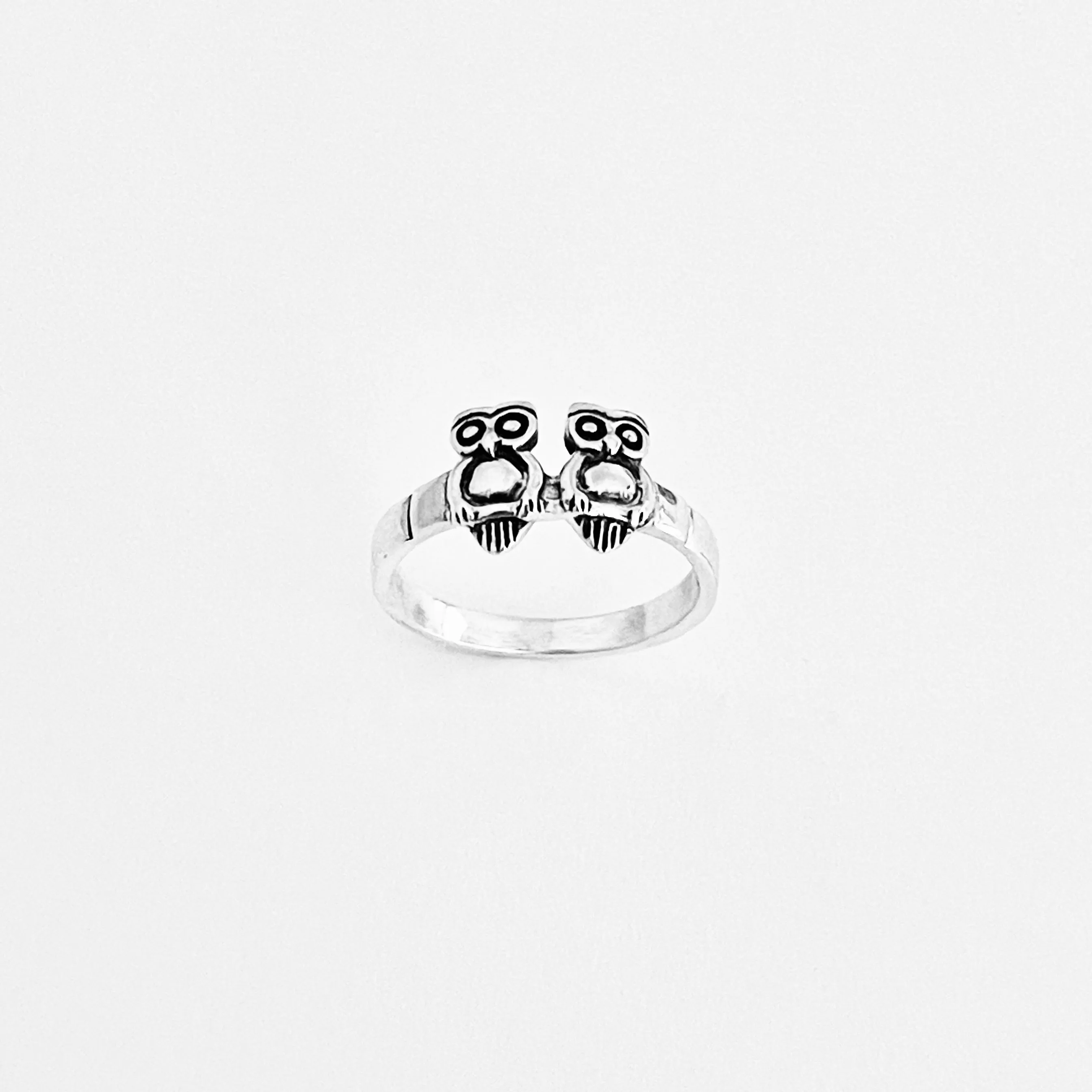 Sterling Silver Twin Owls Ring, Silver Rings, Spirit Bird Ring, Animals, Owl