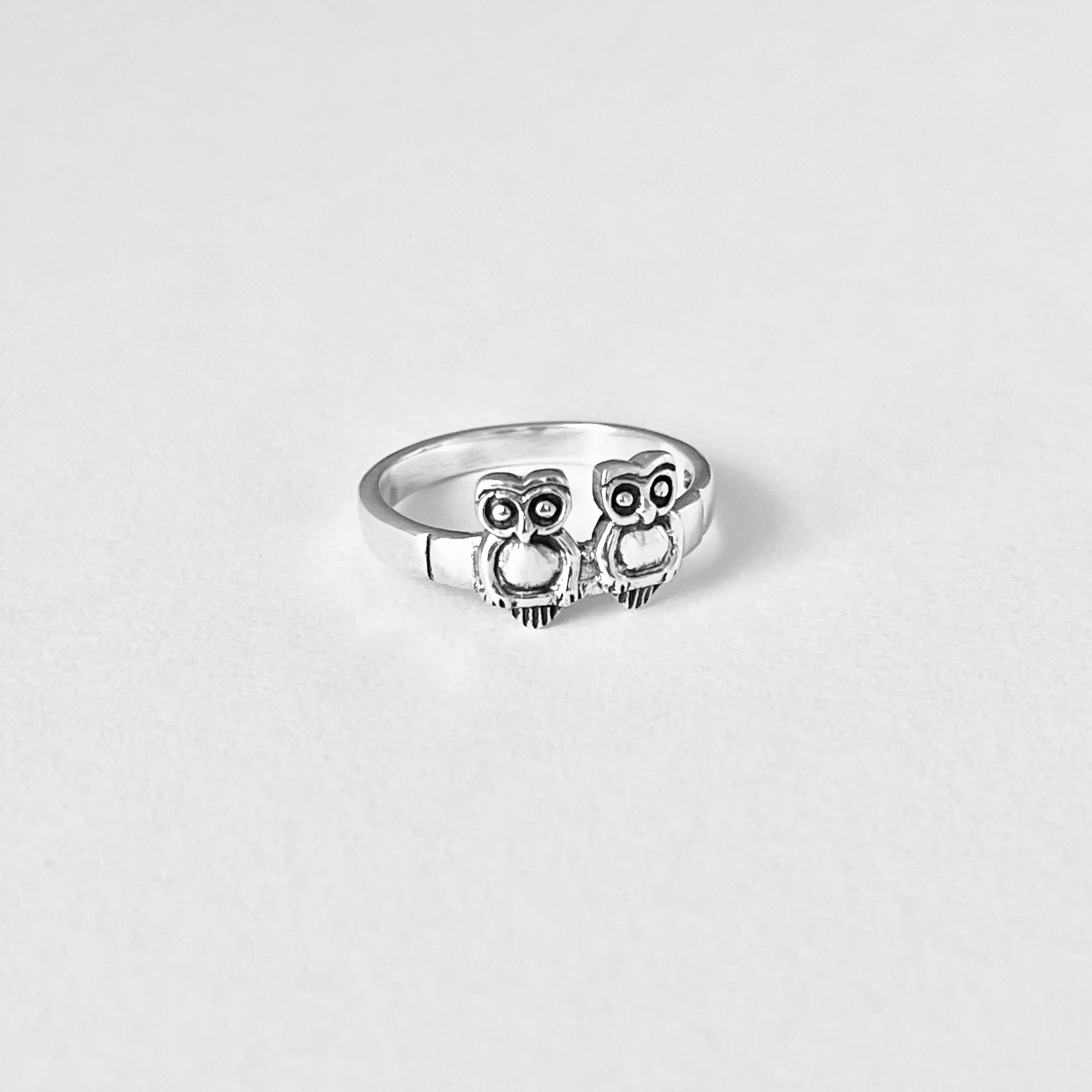 Sterling Silver Twin Owls Ring, Silver Rings, Spirit Bird Ring, Animals, Owl