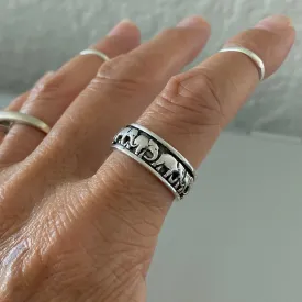 Sterling Sterling Marching Herd of Elephants Ring, Spinner Ring, Silver Ring, Good Luck Ring