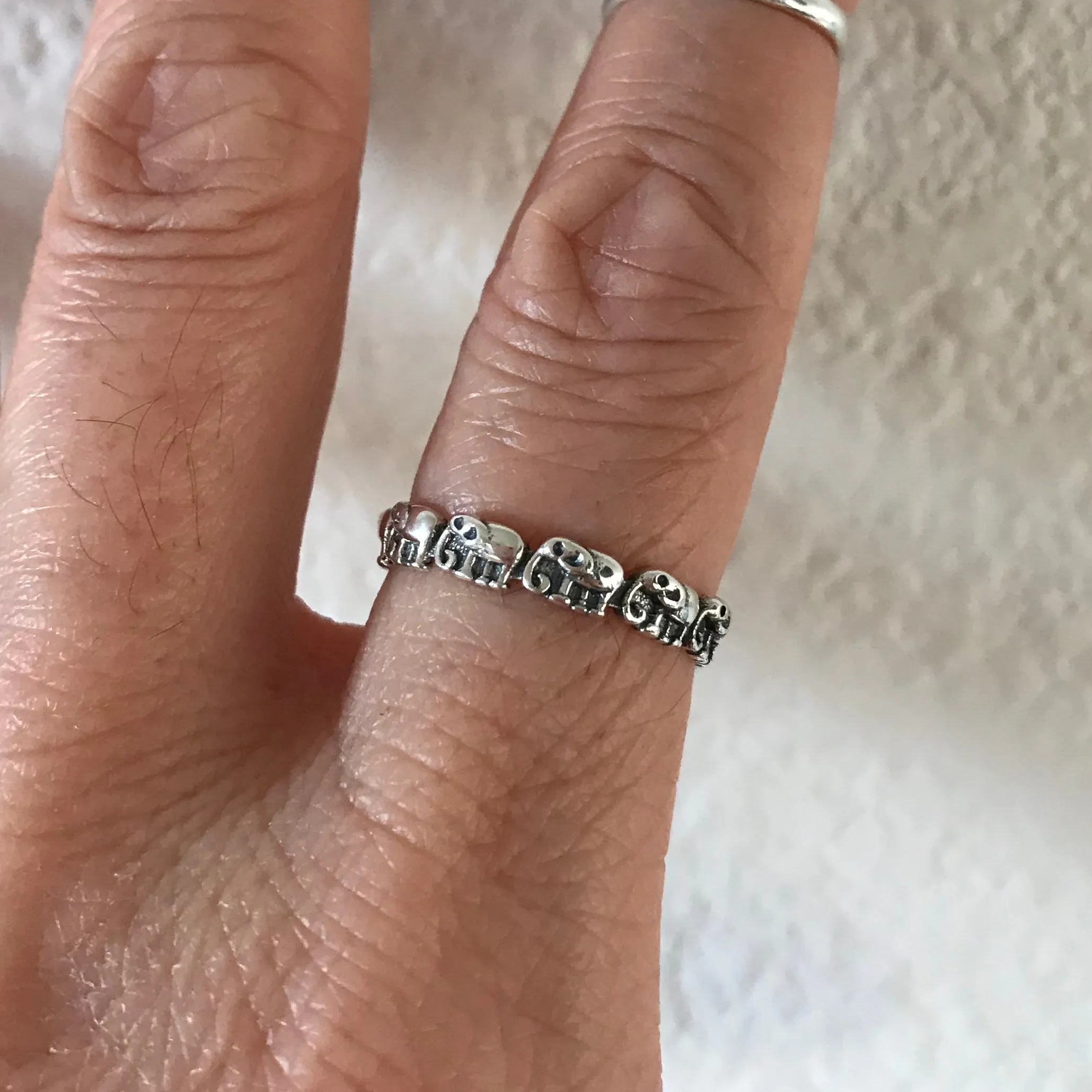 Sterling Sterling Tiny Elephant Band, Silver Ring, Boho Ring, Elephant Ring