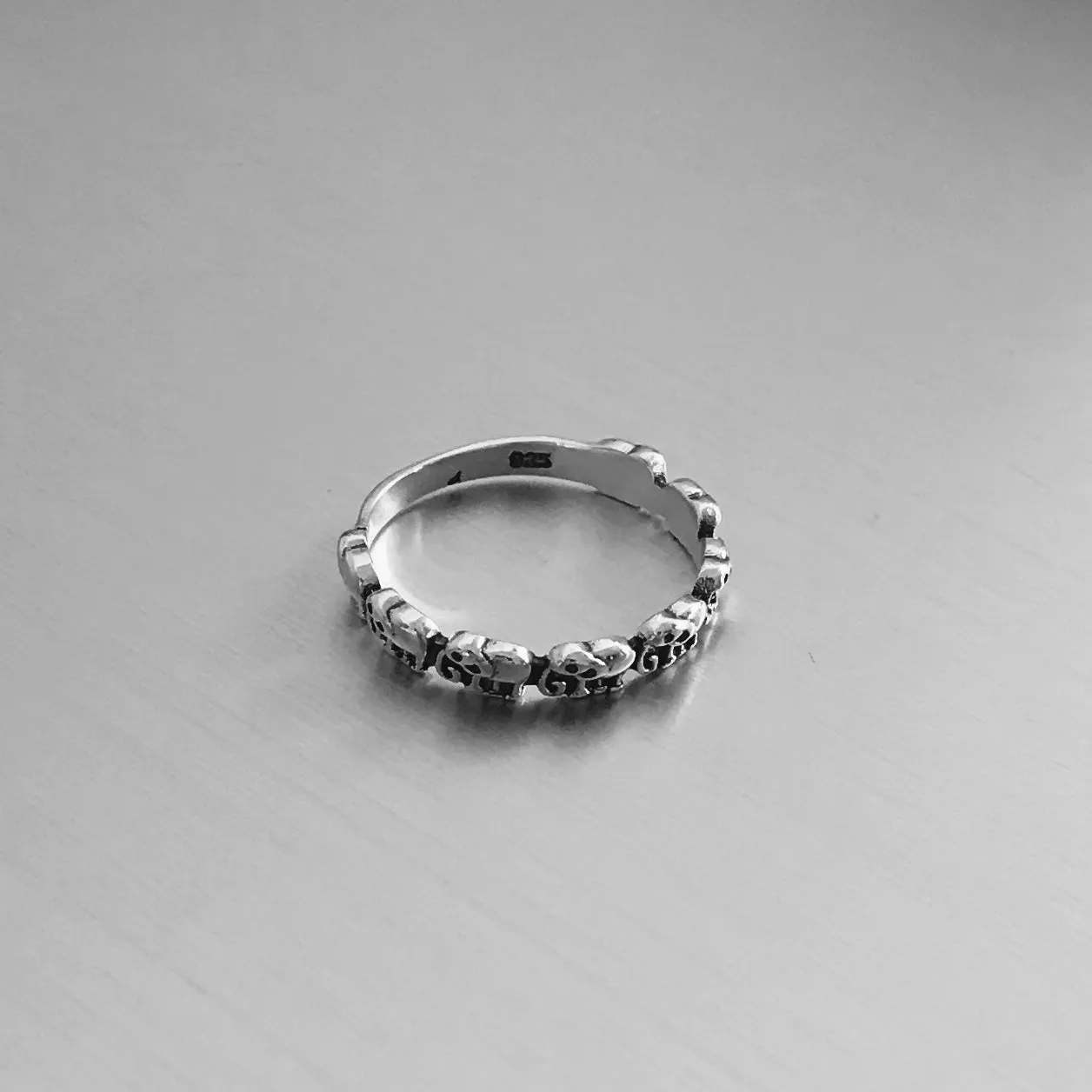 Sterling Sterling Tiny Elephant Band, Silver Ring, Boho Ring, Elephant Ring