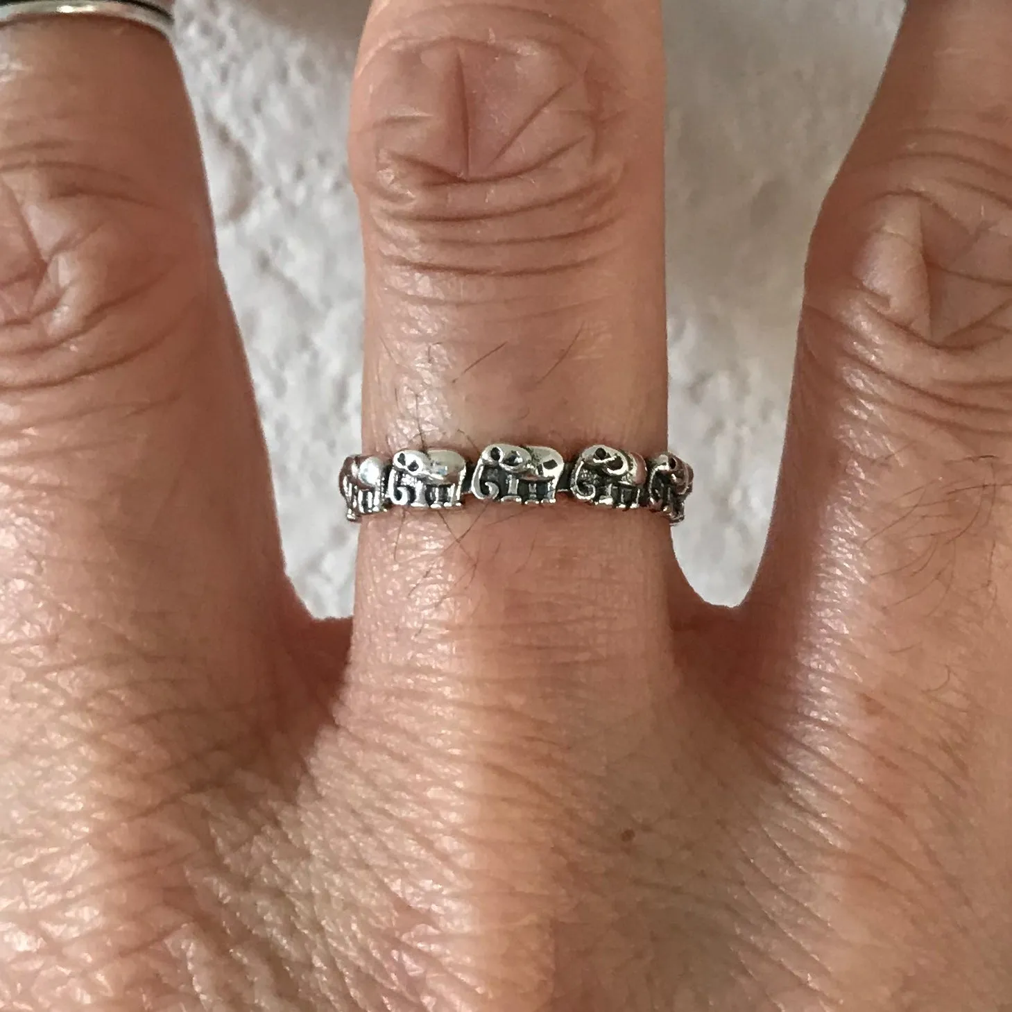 Sterling Sterling Tiny Elephant Band, Silver Ring, Boho Ring, Elephant Ring