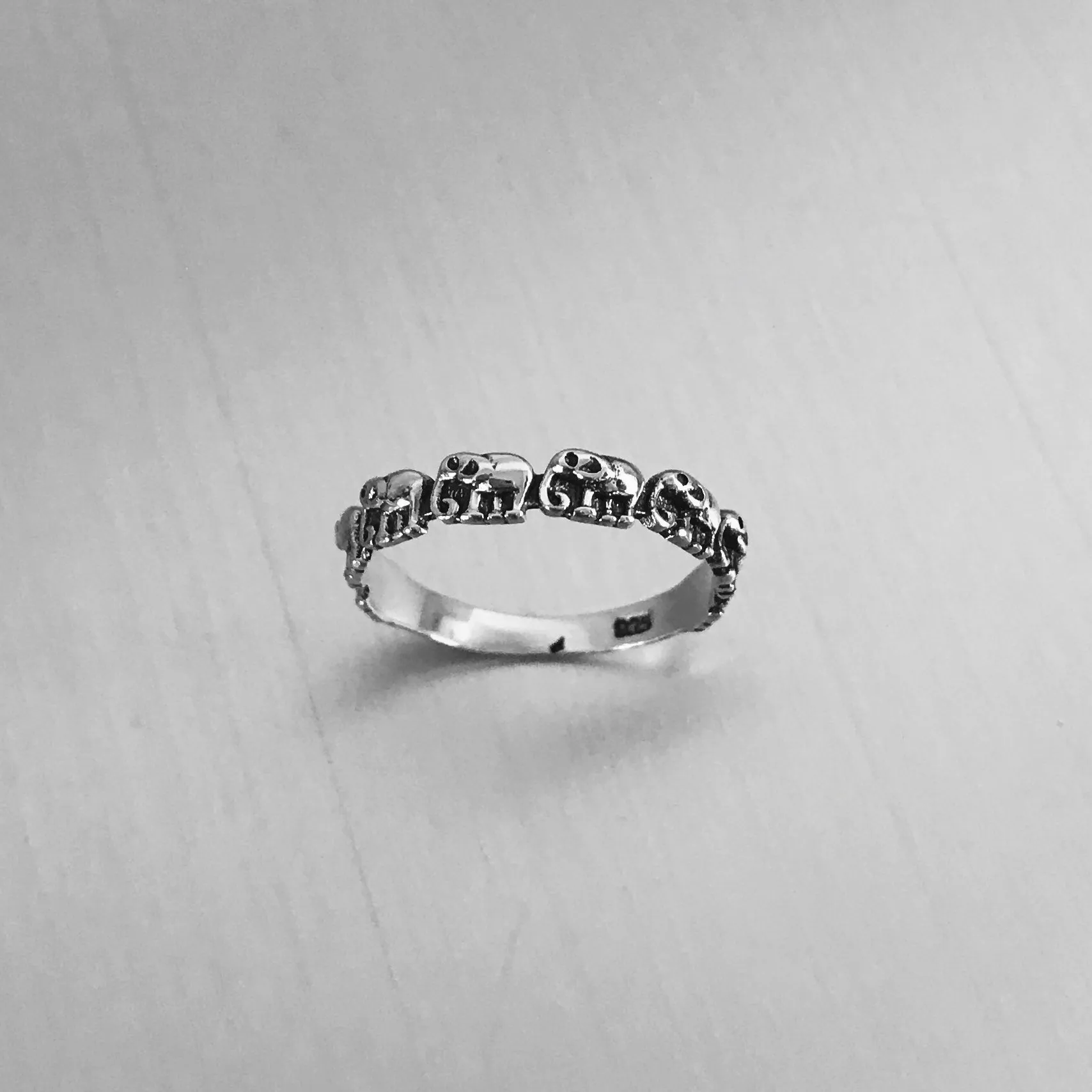 Sterling Sterling Tiny Elephant Band, Silver Ring, Boho Ring, Elephant Ring