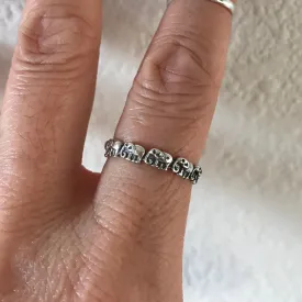 Sterling Sterling Tiny Elephant Band, Silver Ring, Boho Ring, Elephant Ring