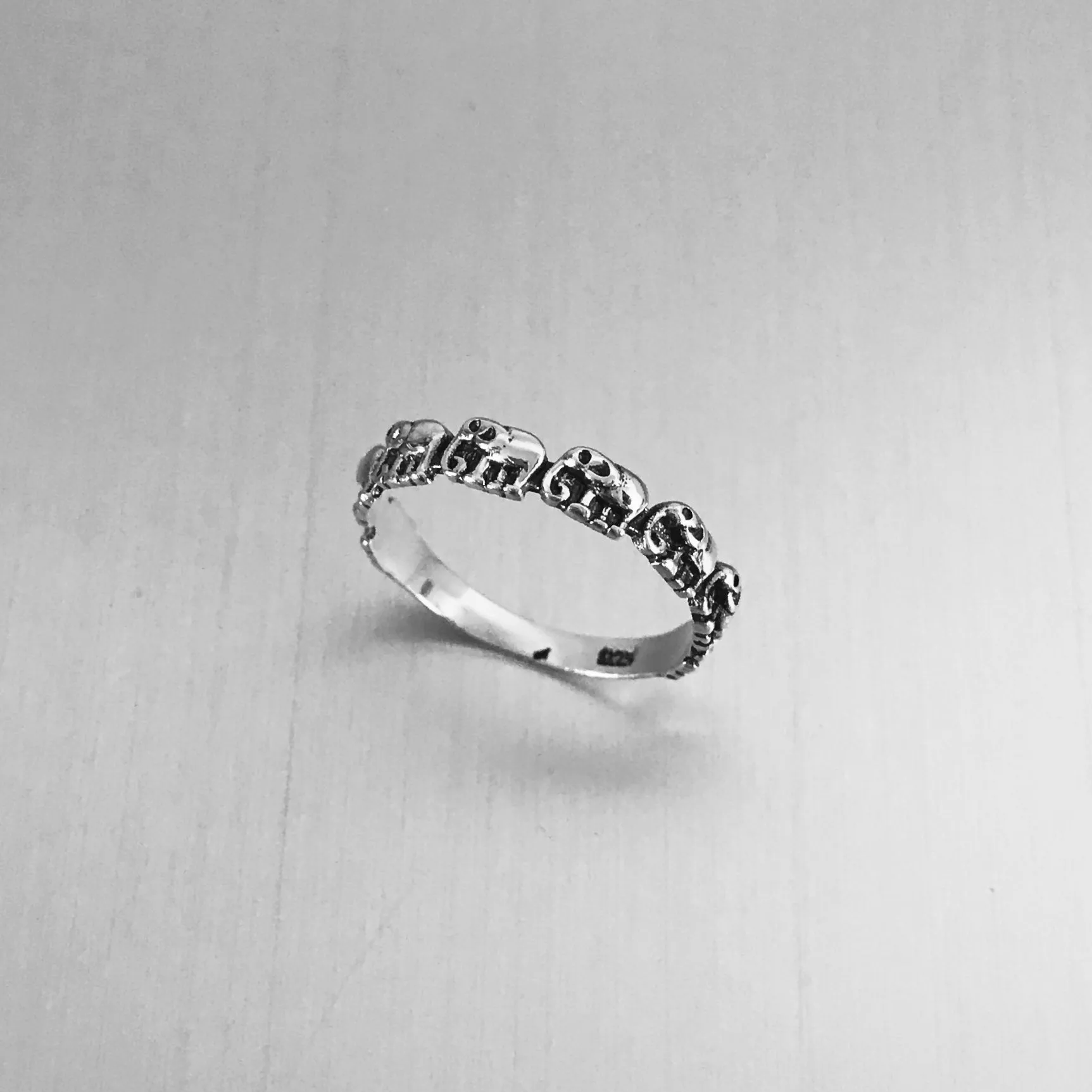 Sterling Sterling Tiny Elephant Band, Silver Ring, Boho Ring, Elephant Ring