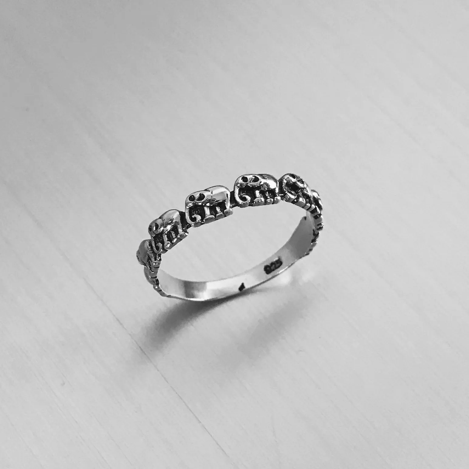 Sterling Sterling Tiny Elephant Band, Silver Ring, Boho Ring, Elephant Ring