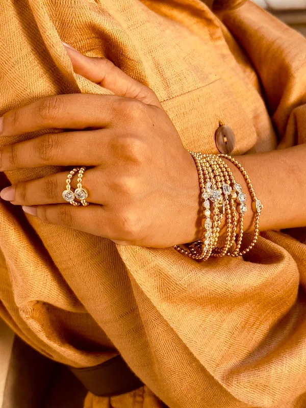 Stirata Three Diamond Gold Stretch Bracelet