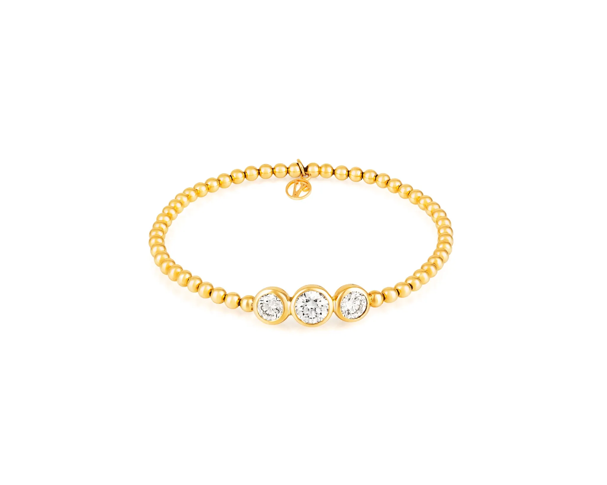 Stirata Three Diamond Gold Stretch Bracelet