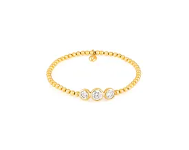 Stirata Three Diamond Gold Stretch Bracelet
