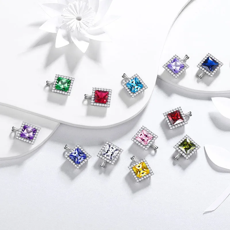 Tokyo Mart Square Birthstone May Emerald Necklace Pendant Women Girls Jewelry Birthday Gifts Sterling Silver