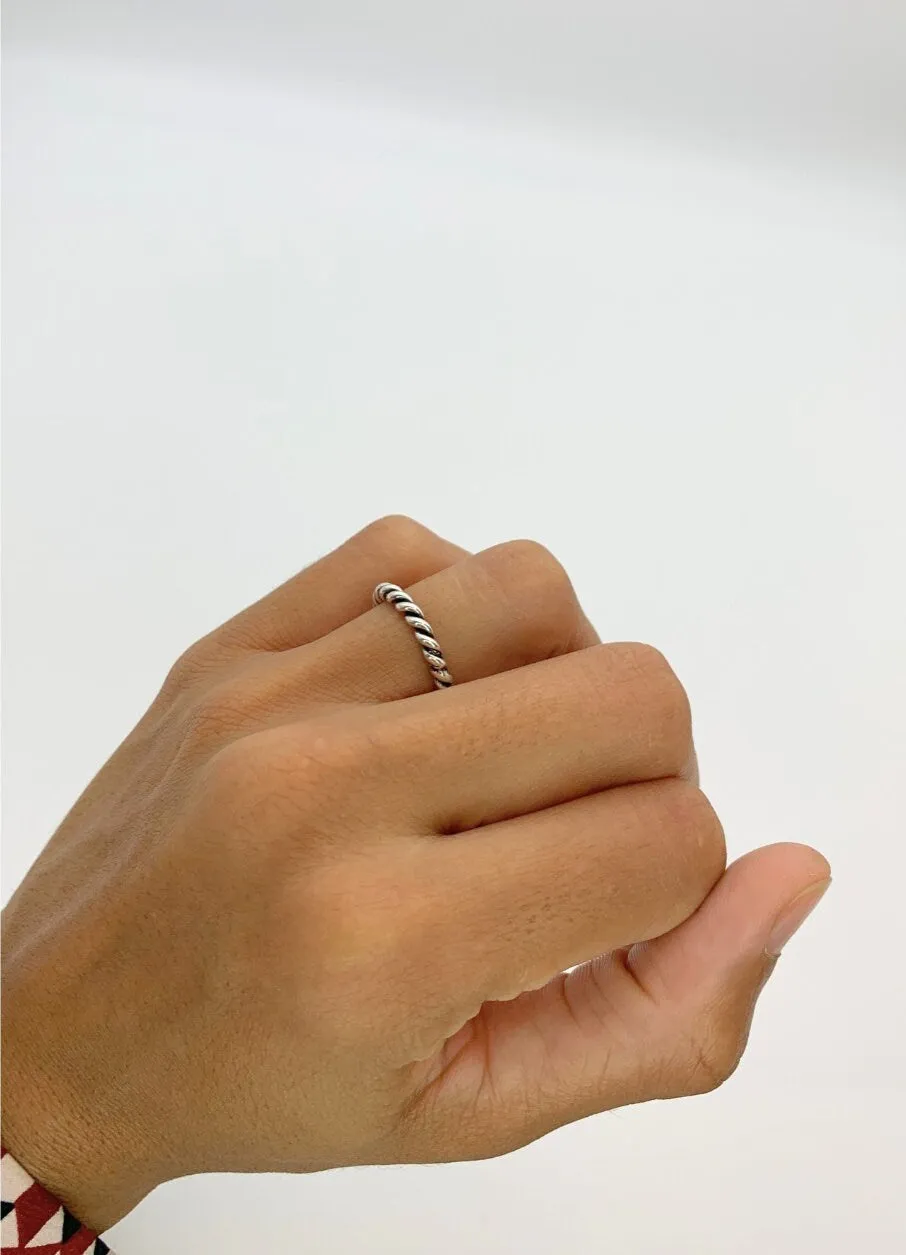 Twisted Silver Ring - Twisted Rope Ring - Minimalist Twirl Ring