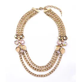Unique Gold Plated Retro Set Crystal European Women Multilayer Necklace
