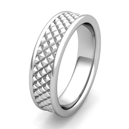 Unique Silver Wedding Ring Pyramids Wedding Band