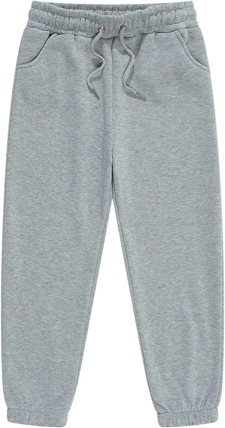 Unisex Kids Base Solid Sweatpants Boys and Girls Soft Warm Brushed Casual Athletic Pull on Jogger Pants with Pockets