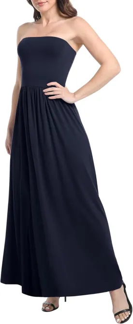 Urban CoCo Women's Strapless Ruched Maxi Dress Flowy Sleeveless A-Line Dresses