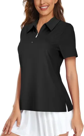 Viracy Womens Golf Shirt UPF50  Sun Protection Short Sleeve 1/4 Zip Up Polo Workout Tops Fast Dry Fit Moisture Wicking