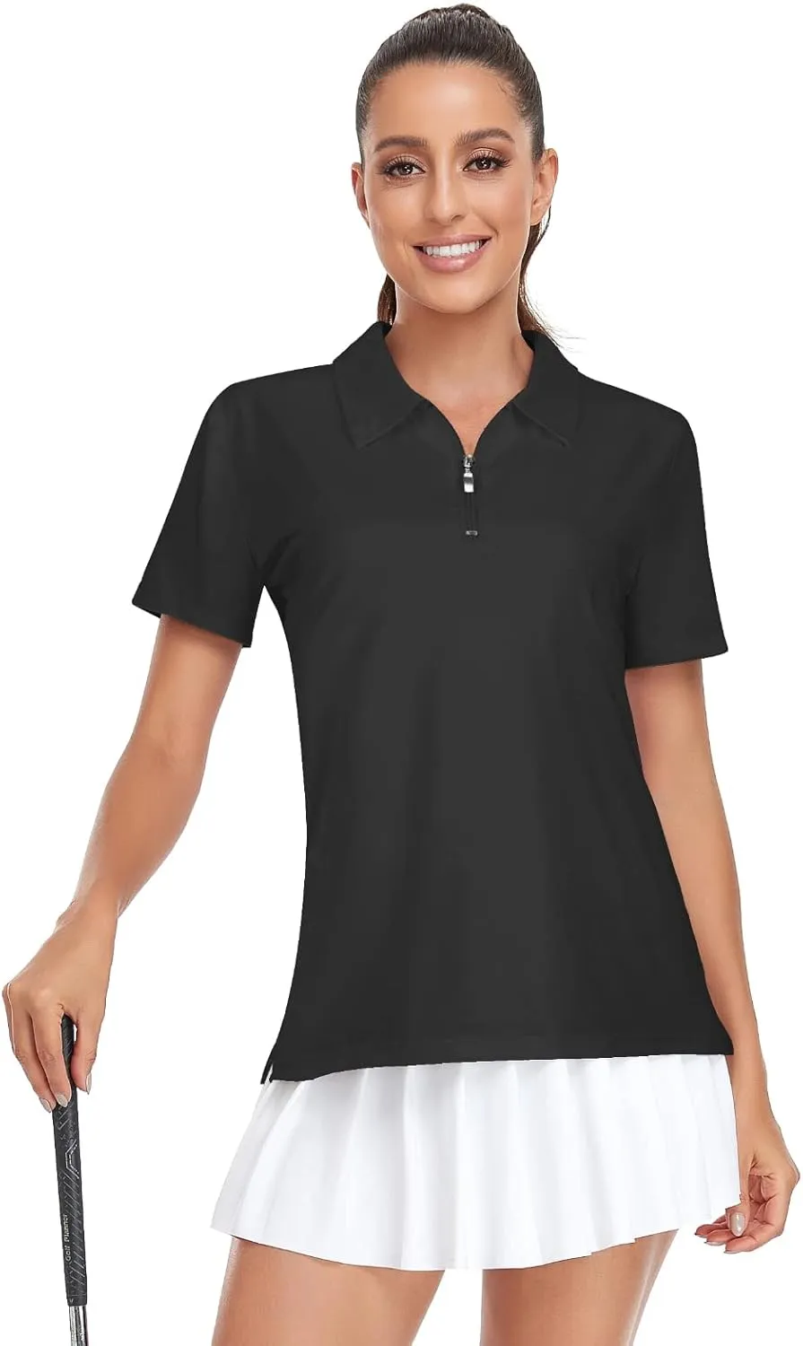 Viracy Womens Golf Shirt UPF50  Sun Protection Short Sleeve 1/4 Zip Up Polo Workout Tops Fast Dry Fit Moisture Wicking