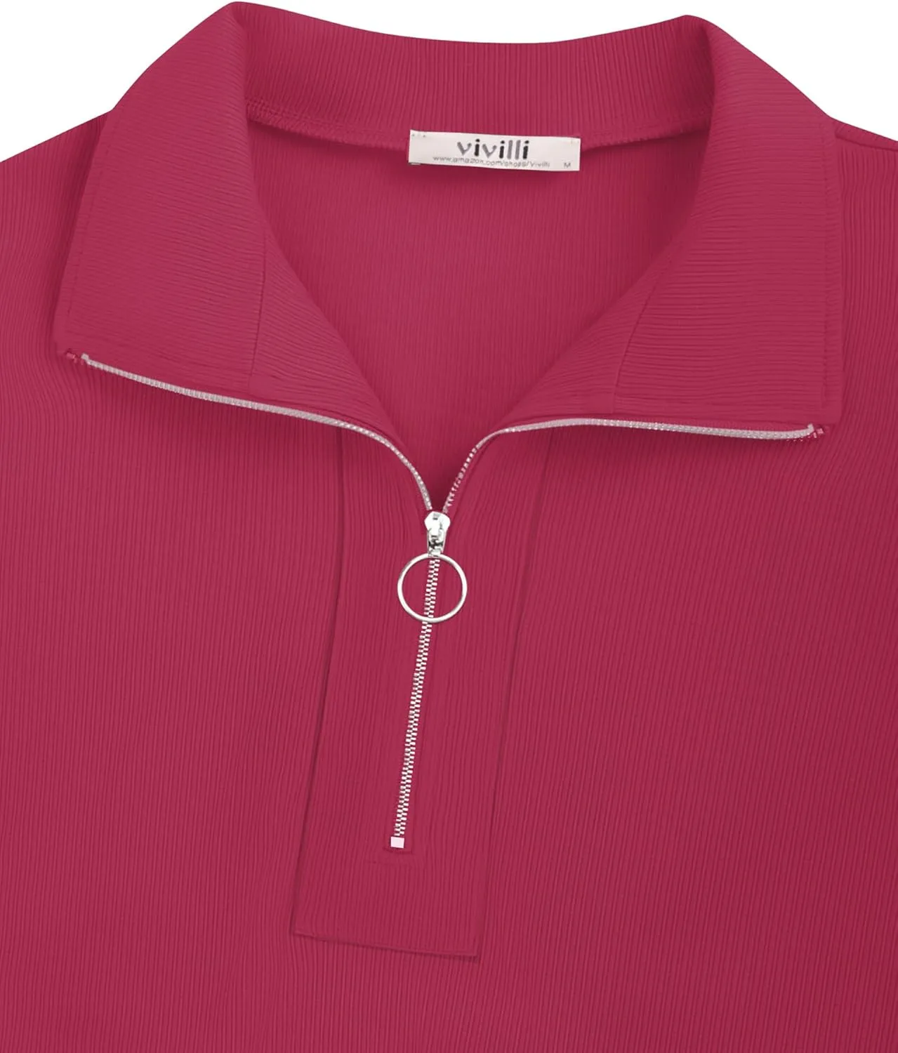 Vivilli Women's Short Sleeve Tops and Blouses Zipper Collar V Neck Business Casual Tops Loose Fit Tunic Shirt Polo Shirts