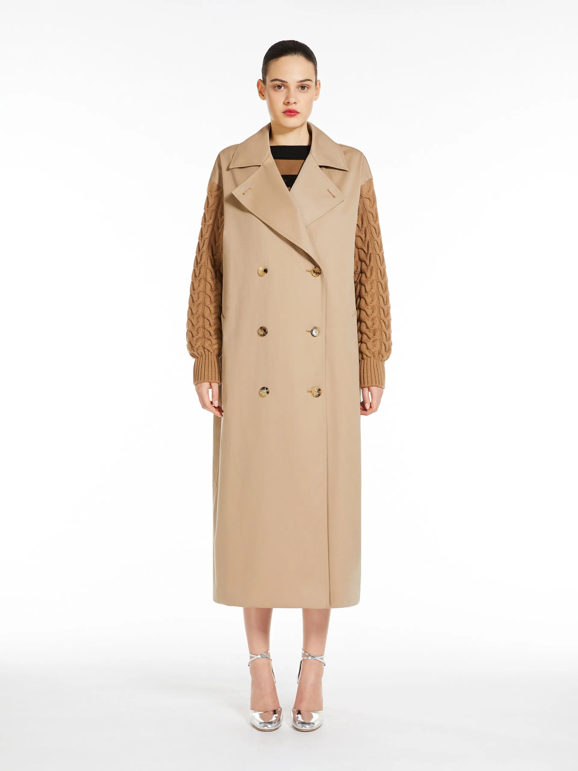 Water-repellent gabardine trench coat