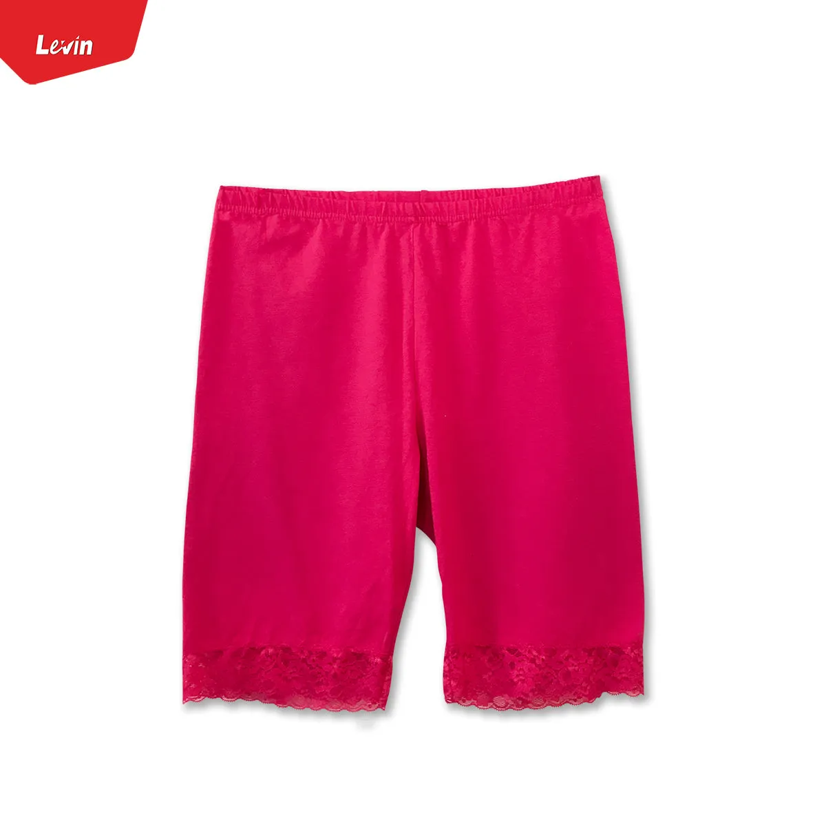 Women’s Cotton Blend Mid Waist Lace Trim Stretch Sports Bike Shorts