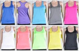women's racerback scoop neck athletic tank tops - solid colors Case of 72