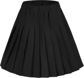 Women's Stretchy High Waist Tartan Pleated Mini Skirt Plaid Skater Skirts for Women and School Costume