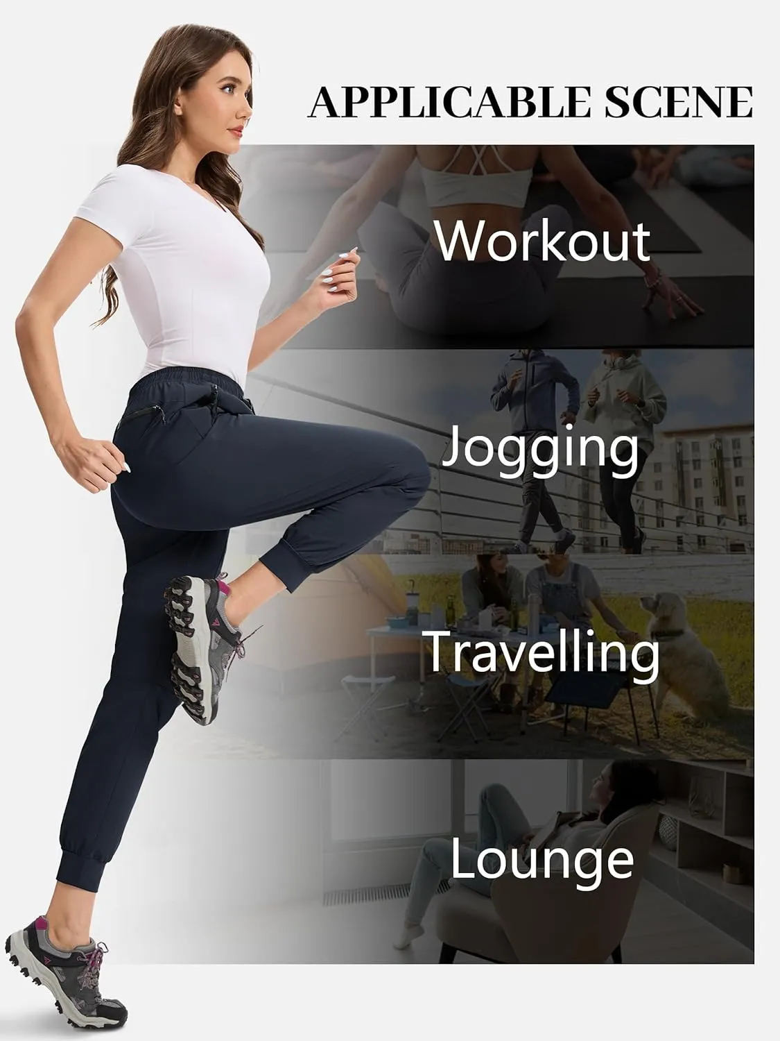 Womens Tall Hiking Pants 30/32/34 Inseam Lightweight Joggers Quick Dry 4 Pockets Travel Athletic Cargo UPF50 