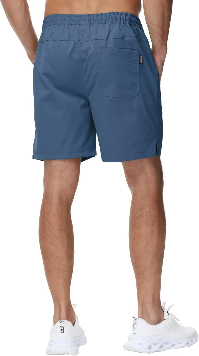 Yundobop Men's Casual 7 Inch Shorts Twill Drawstring Summer Beach Stretch Golf Shorts with Zipper Pockets