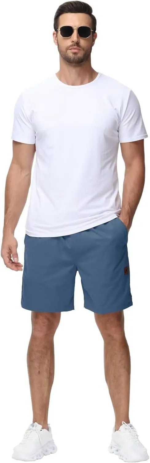 Yundobop Men's Casual 7 Inch Shorts Twill Drawstring Summer Beach Stretch Golf Shorts with Zipper Pockets