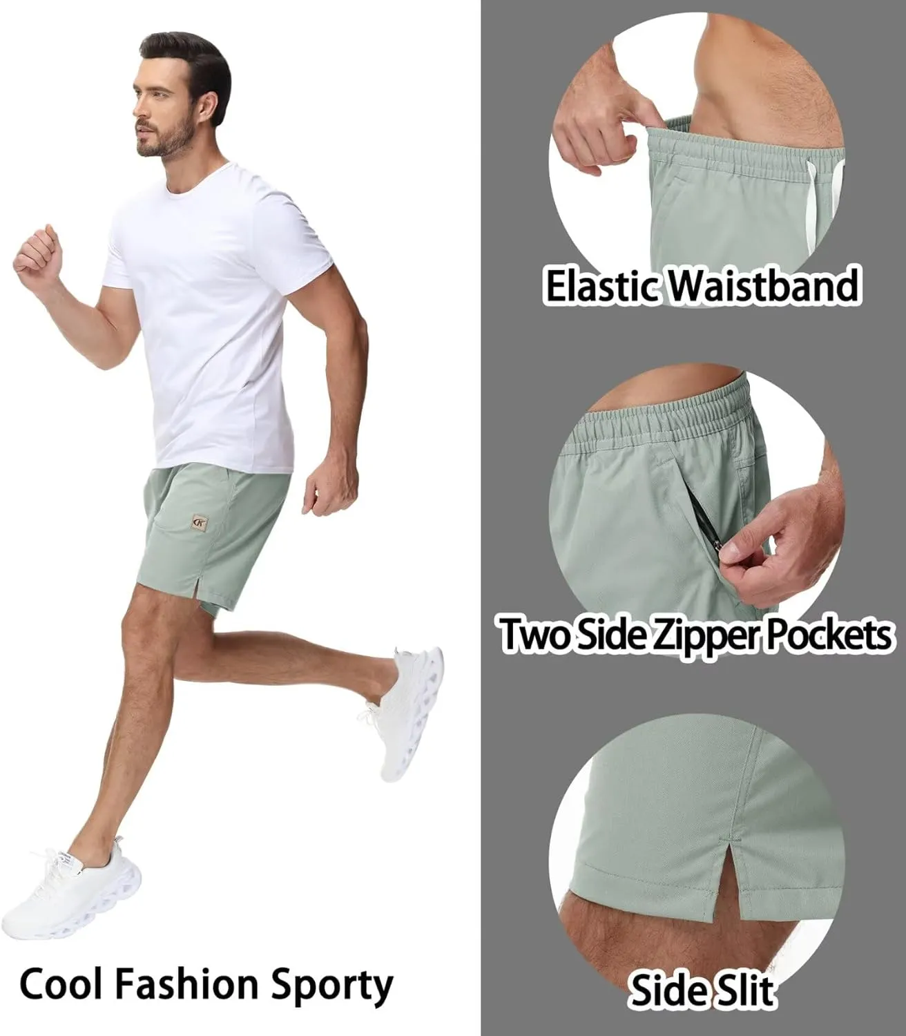 Yundobop Men's Casual 7 Inch Shorts Twill Drawstring Summer Beach Stretch Golf Shorts with Zipper Pockets