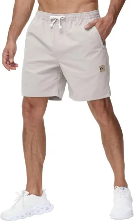 Yundobop Men's Casual 7 Inch Shorts Twill Drawstring Summer Beach Stretch Golf Shorts with Zipper Pockets