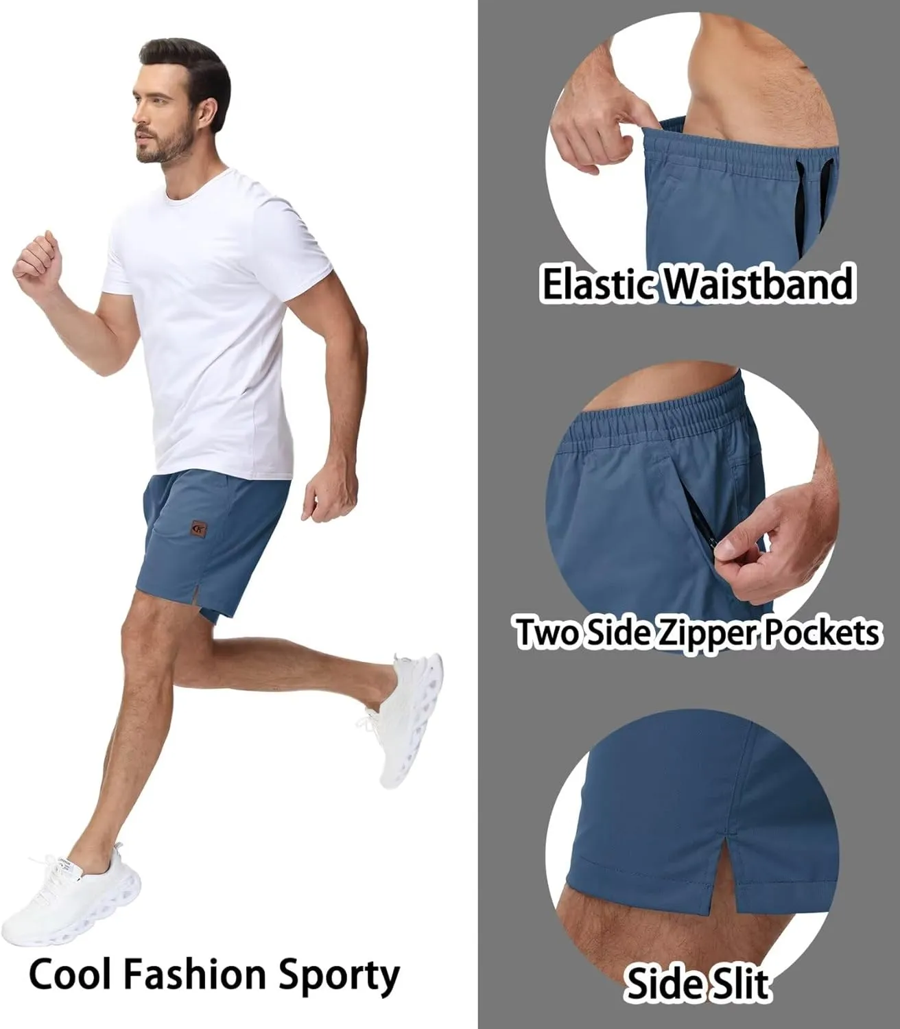 Yundobop Men's Casual 7 Inch Shorts Twill Drawstring Summer Beach Stretch Golf Shorts with Zipper Pockets